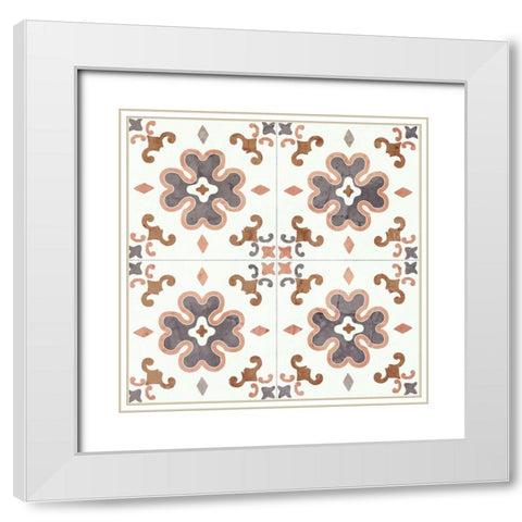 Washed Tiles 2 White Modern Wood Framed Art Print with Double Matting by Allen, Kimberly