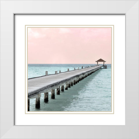 Paradise Pink Stroll White Modern Wood Framed Art Print with Double Matting by Allen, Kimberly