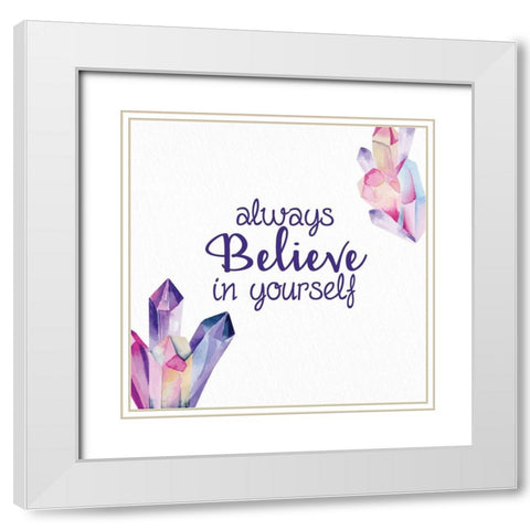 Unicorn Gems 3 White Modern Wood Framed Art Print with Double Matting by Allen, Kimberly