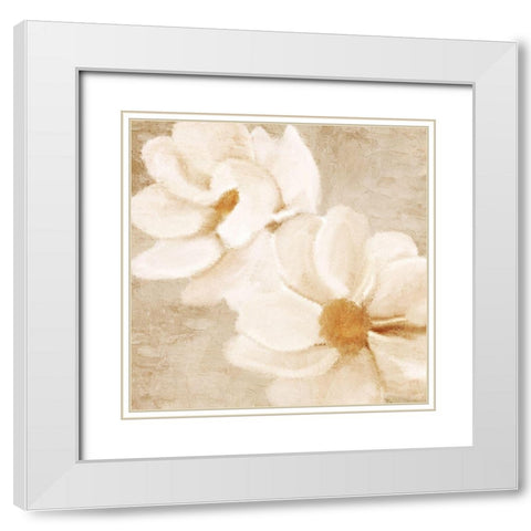 Warm Floral 1 White Modern Wood Framed Art Print with Double Matting by Allen, Kimberly