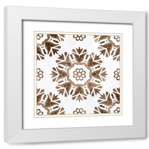 Warm Tile 1 White Modern Wood Framed Art Print with Double Matting by Allen, Kimberly