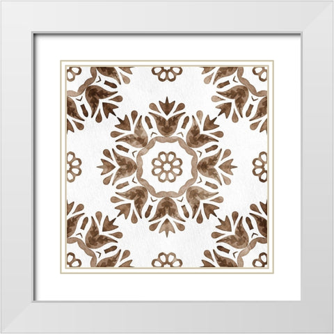 Warm Tile 1 White Modern Wood Framed Art Print with Double Matting by Allen, Kimberly