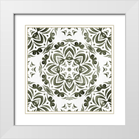 Warm Tile 2 White Modern Wood Framed Art Print with Double Matting by Allen, Kimberly