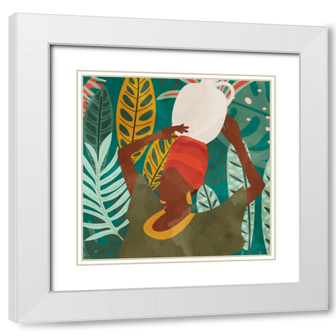 Palm Walk 1 White Modern Wood Framed Art Print with Double Matting by Allen, Kimberly