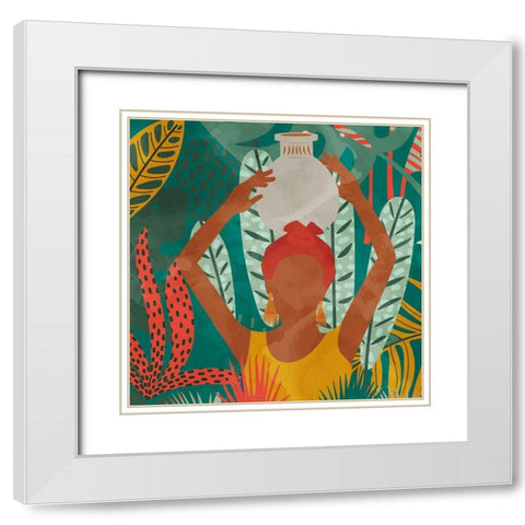 Palm Walk 2 White Modern Wood Framed Art Print with Double Matting by Allen, Kimberly