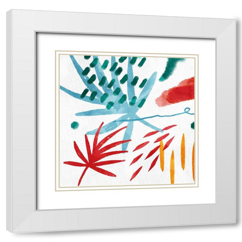Abstract Leaves 1 White Modern Wood Framed Art Print with Double Matting by Allen, Kimberly