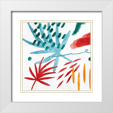 Abstract Leaves 1 White Modern Wood Framed Art Print with Double Matting by Allen, Kimberly