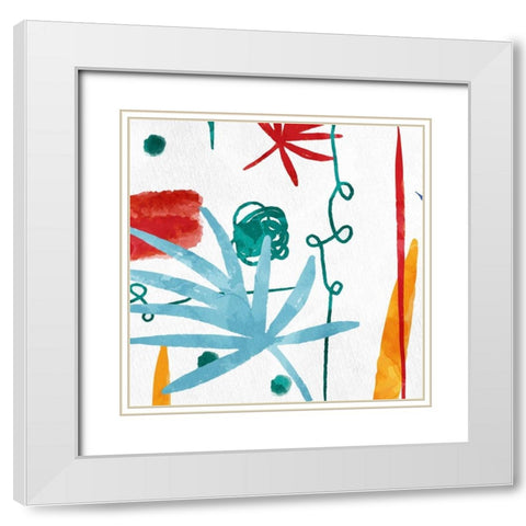 Abstract Leaves 2 White Modern Wood Framed Art Print with Double Matting by Allen, Kimberly
