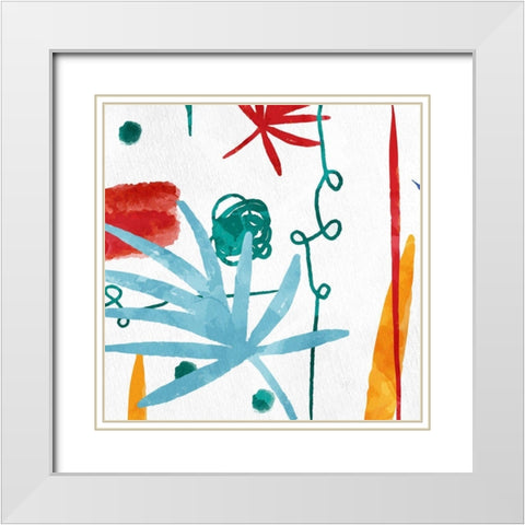 Abstract Leaves 2 White Modern Wood Framed Art Print with Double Matting by Allen, Kimberly