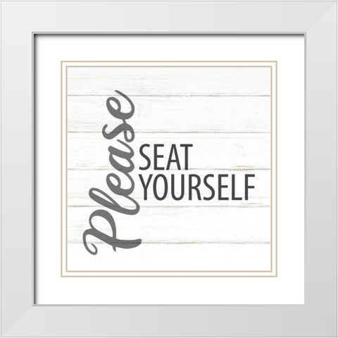 Please Seat White Modern Wood Framed Art Print with Double Matting by Allen, Kimberly