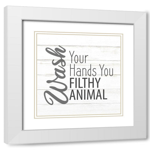 Wash Your Hands White Modern Wood Framed Art Print with Double Matting by Allen, Kimberly