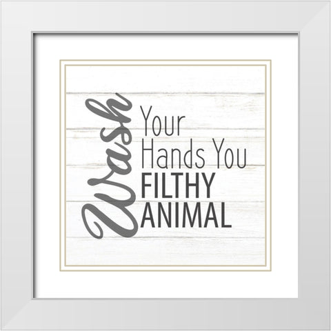 Wash Your Hands White Modern Wood Framed Art Print with Double Matting by Allen, Kimberly