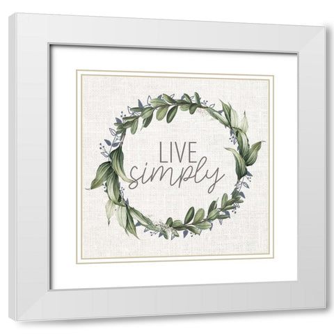 Live Simply Bloom 1 White Modern Wood Framed Art Print with Double Matting by Allen, Kimberly