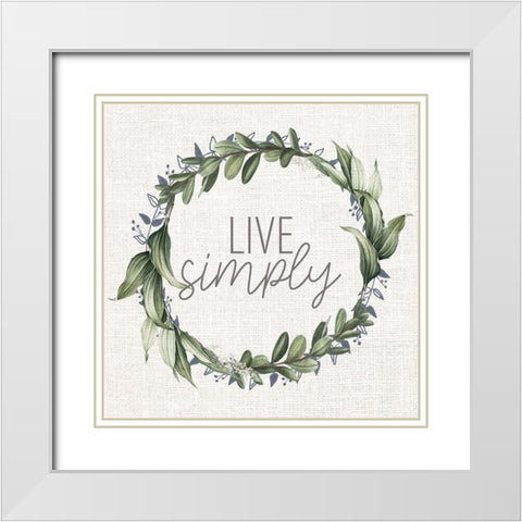 Live Simply Bloom 1 White Modern Wood Framed Art Print with Double Matting by Allen, Kimberly