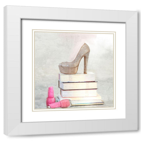 Gold Shoes White Modern Wood Framed Art Print with Double Matting by Allen, Kimberly