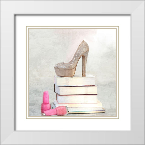 Gold Shoes White Modern Wood Framed Art Print with Double Matting by Allen, Kimberly