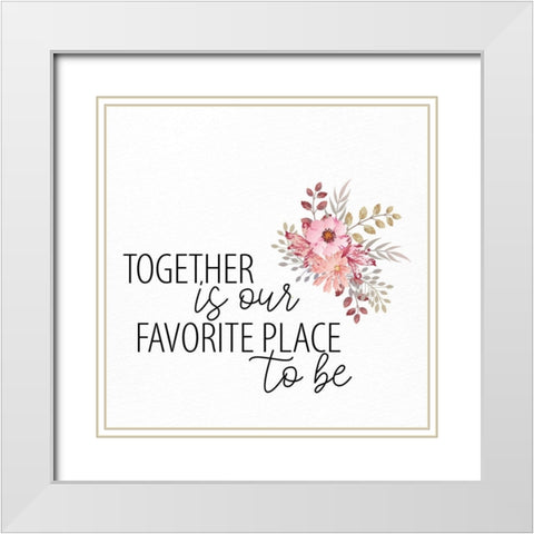 Together Flowers White Modern Wood Framed Art Print with Double Matting by Allen, Kimberly