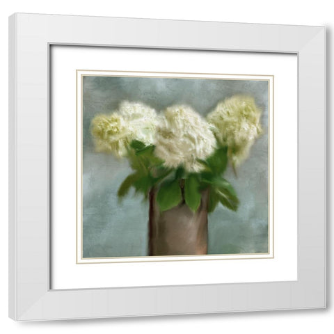 Hydrangeas White Modern Wood Framed Art Print with Double Matting by Allen, Kimberly
