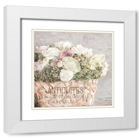 Flower Basket White Modern Wood Framed Art Print with Double Matting by Allen, Kimberly