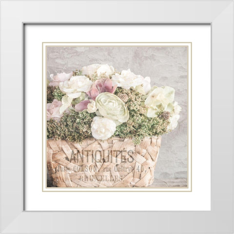 Flower Basket White Modern Wood Framed Art Print with Double Matting by Allen, Kimberly
