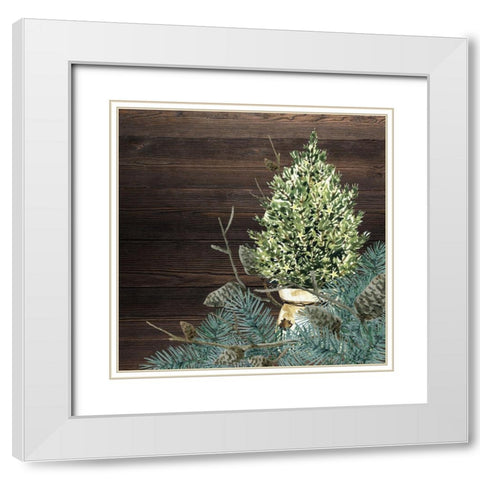 Winter Owl Blues 4 White Modern Wood Framed Art Print with Double Matting by Allen, Kimberly