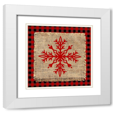Snowflake Winter 1 V2 White Modern Wood Framed Art Print with Double Matting by Allen, Kimberly