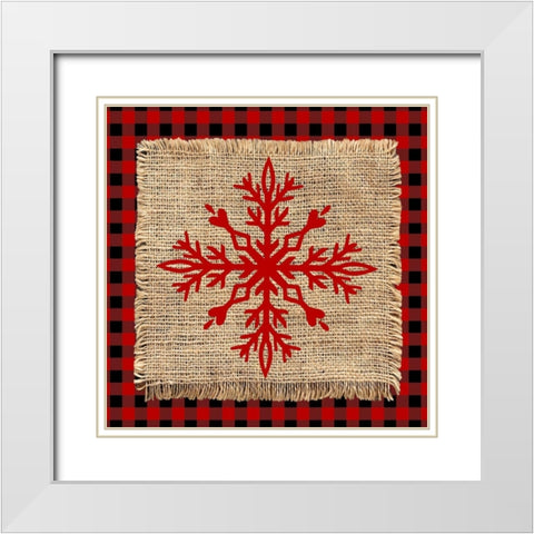 Snowflake Winter 1 V2 White Modern Wood Framed Art Print with Double Matting by Allen, Kimberly