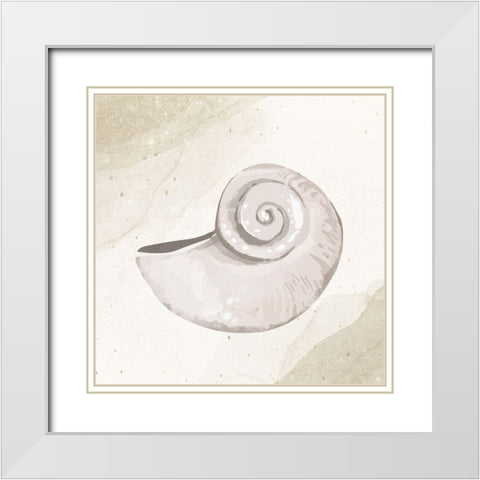 Calming Shell 1 White Modern Wood Framed Art Print with Double Matting by Allen, Kimberly