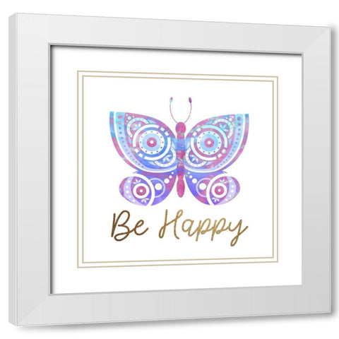 Be Butterflies 2 White Modern Wood Framed Art Print with Double Matting by Allen, Kimberly