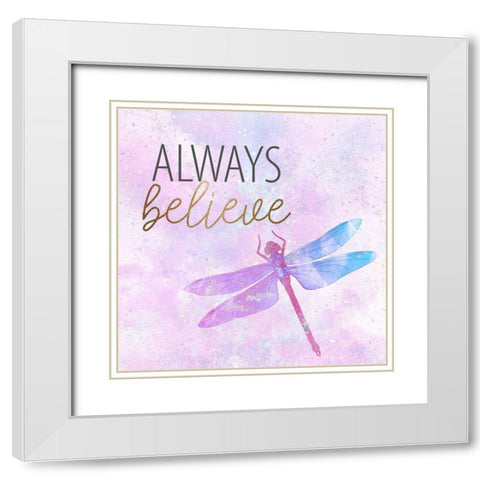 Be Butterflies 4 White Modern Wood Framed Art Print with Double Matting by Allen, Kimberly