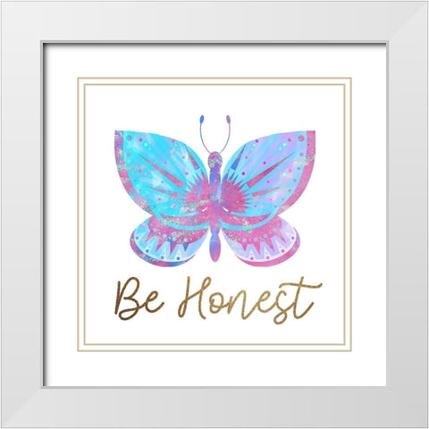 Be Butterflies 5 White Modern Wood Framed Art Print with Double Matting by Allen, Kimberly