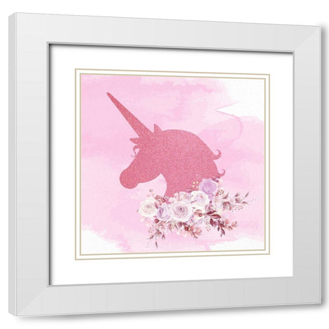 Magical Unicorn 5 V2 White Modern Wood Framed Art Print with Double Matting by Allen, Kimberly