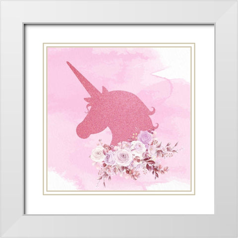Magical Unicorn 5 V2 White Modern Wood Framed Art Print with Double Matting by Allen, Kimberly