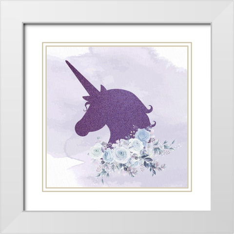 Magical Unicorn 5 White Modern Wood Framed Art Print with Double Matting by Allen, Kimberly