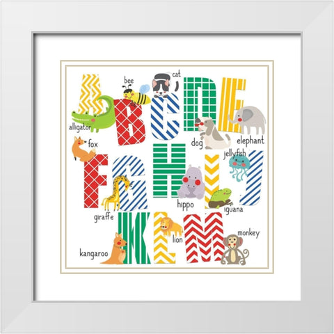 ABCs 1 White Modern Wood Framed Art Print with Double Matting by Allen, Kimberly