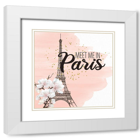 Magnolia Paris 1 White Modern Wood Framed Art Print with Double Matting by Allen, Kimberly
