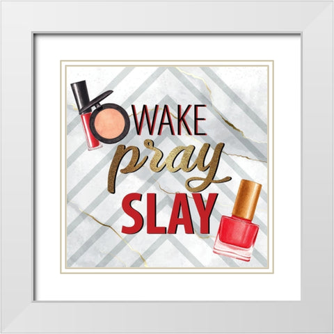Wake Pray 1 White Modern Wood Framed Art Print with Double Matting by Allen, Kimberly