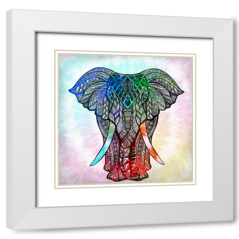 Elephant Mandala White Modern Wood Framed Art Print with Double Matting by Allen, Kimberly