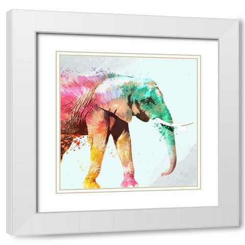 Tie Die Elephant 1 White Modern Wood Framed Art Print with Double Matting by Allen, Kimberly