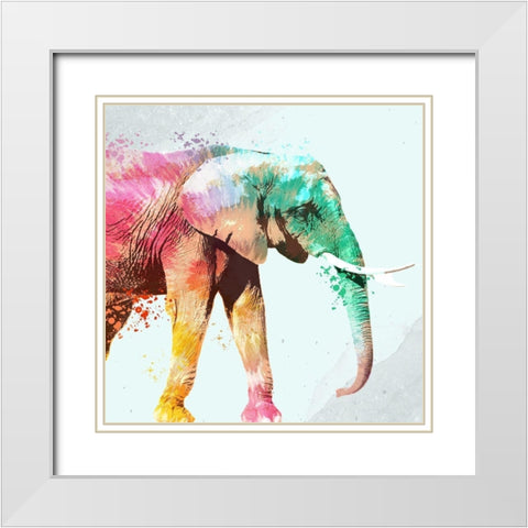 Tie Die Elephant 1 White Modern Wood Framed Art Print with Double Matting by Allen, Kimberly
