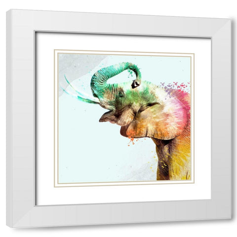 Tie Die Elephant 3 White Modern Wood Framed Art Print with Double Matting by Allen, Kimberly