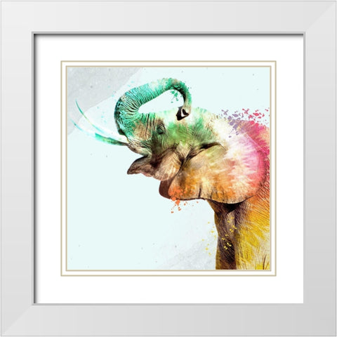 Tie Die Elephant 3 White Modern Wood Framed Art Print with Double Matting by Allen, Kimberly