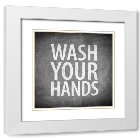 Bathroom Chalkboard 3 White Modern Wood Framed Art Print with Double Matting by Allen, Kimberly