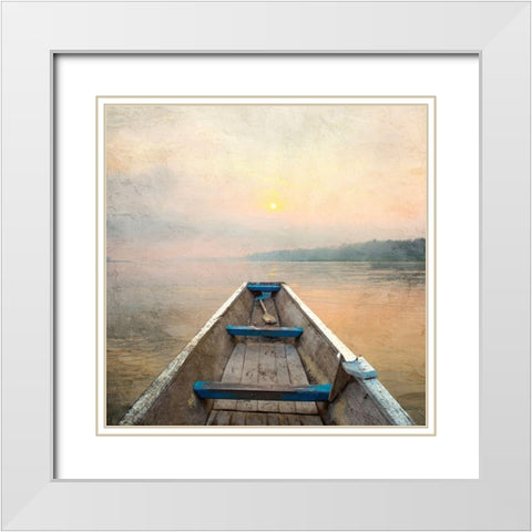 Morning Lake White Modern Wood Framed Art Print with Double Matting by Allen, Kimberly