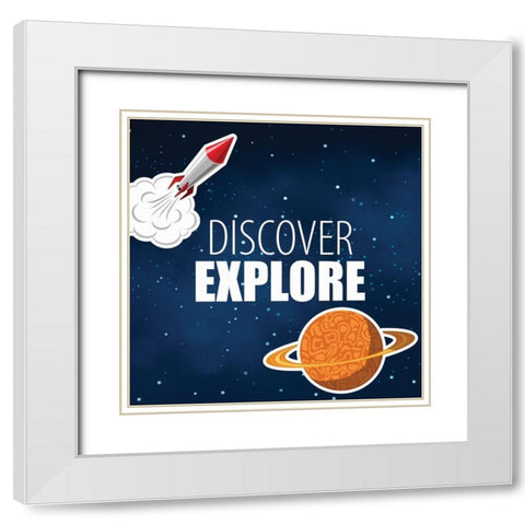 Space 2 White Modern Wood Framed Art Print with Double Matting by Allen, Kimberly