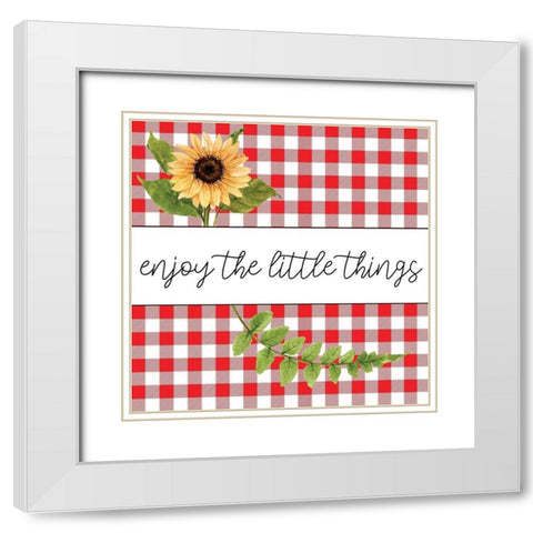 Sunflower Plaid 2 White Modern Wood Framed Art Print with Double Matting by Allen, Kimberly