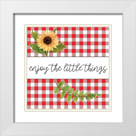 Sunflower Plaid 2 White Modern Wood Framed Art Print with Double Matting by Allen, Kimberly