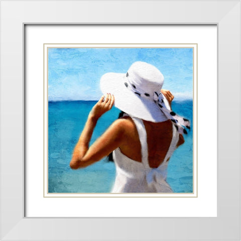 Beach Hat White Modern Wood Framed Art Print with Double Matting by Allen, Kimberly