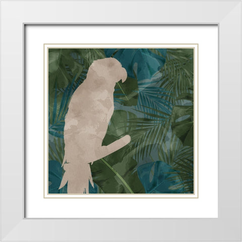 Parrot Silhouette 1 White Modern Wood Framed Art Print with Double Matting by Allen, Kimberly