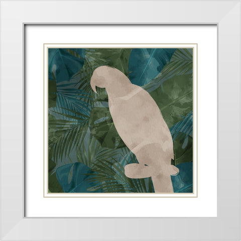 Parrot Silhouette 2 White Modern Wood Framed Art Print with Double Matting by Allen, Kimberly